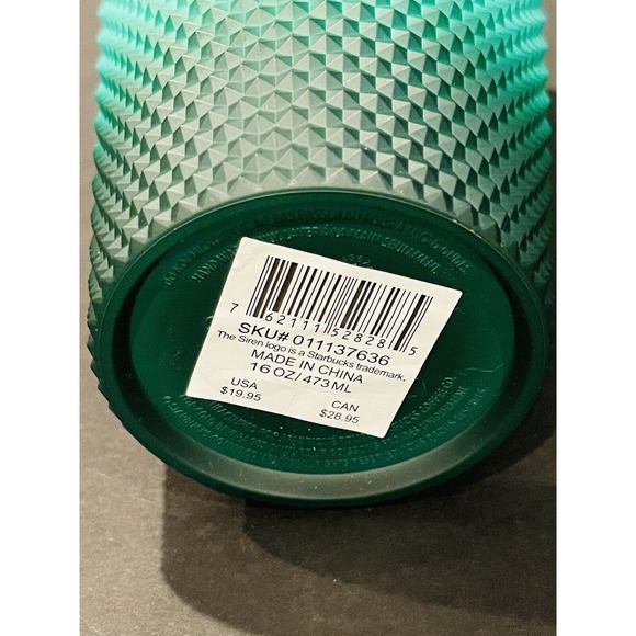 Starbucks Winter 2022 Waxberry Mint Green Gradient Bling Cup Tumbler Grande 16oz - Picture 4 of 4